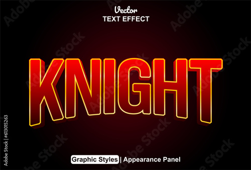 knight text effect with red graphic style and editable.