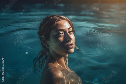 プールで泳ぐ女性　with generative ai © CrioStudio