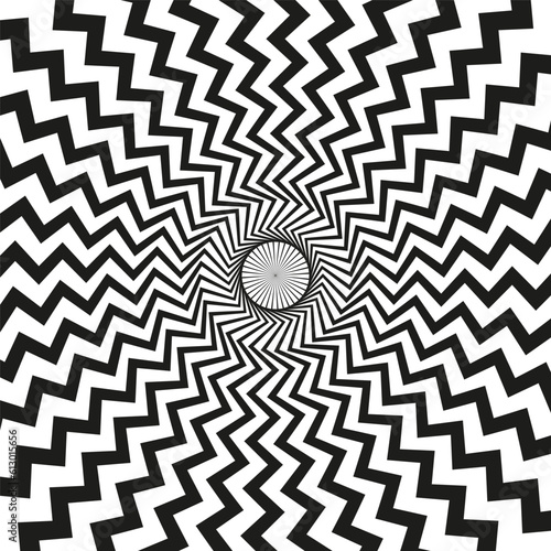 Angular spiral background. whirlpool, rays, hypnotism, rotation, whirl, whorl, swirl background. Vector illustration. stock image.