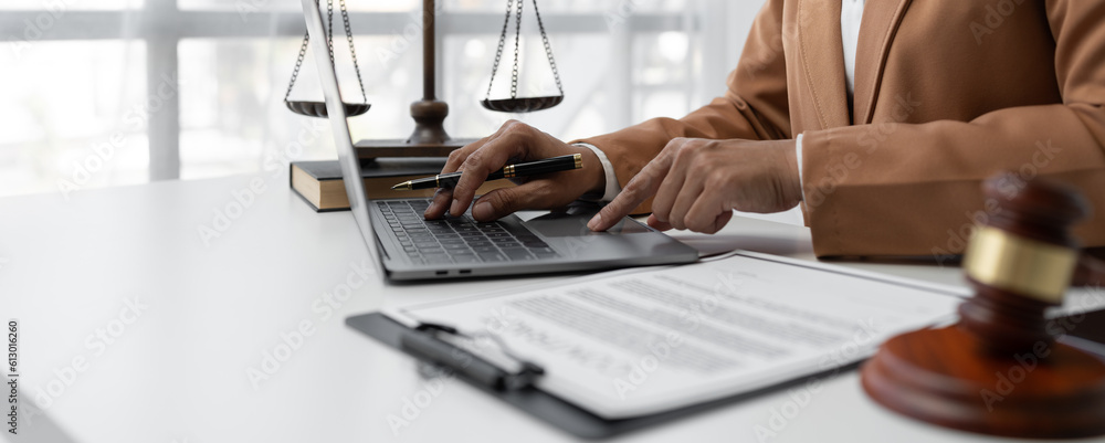 Photo & Art Print Businesswoman, lawyer or legal consultant using