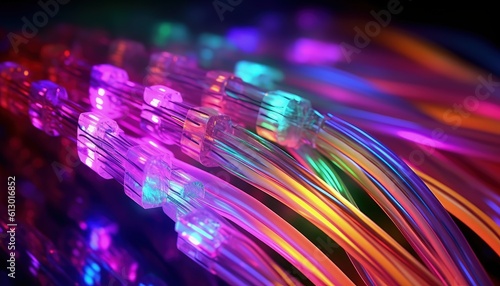 Internet, fiber optic light cable, Generative AI