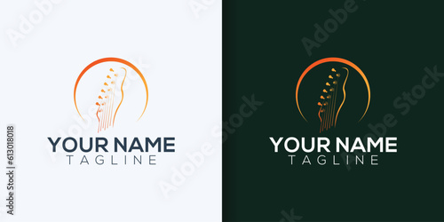 Music and band classic logo, guitar, music club vintage logo