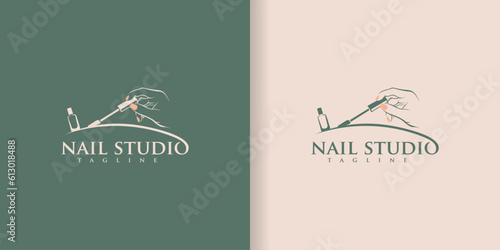 Beauty nail salon logo illustration