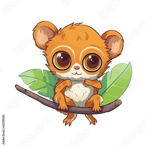 Playful Tarsier  Delightful 2D Illustration of a Lovable and Energetic Tree-dweller