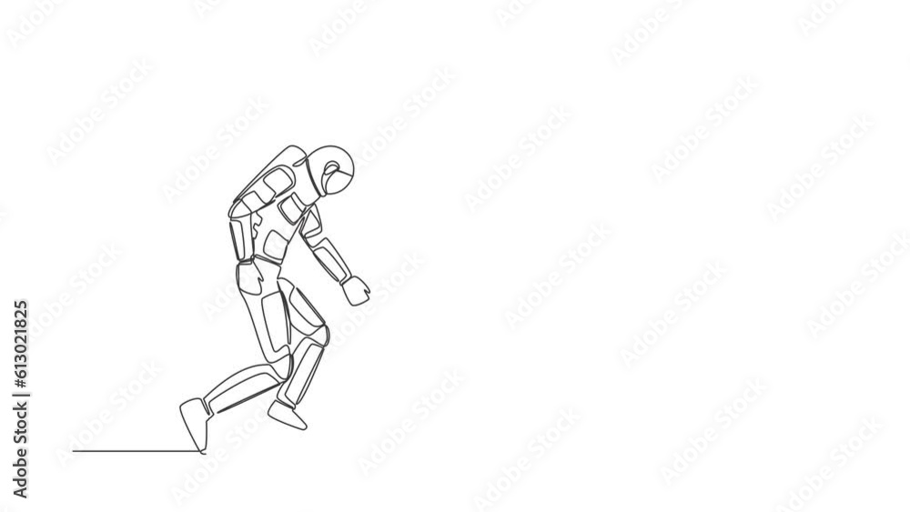 Animated self drawing of continuous line draw astronaut running to catch money bag from steel bear trap. Challenge to funding spaceship company. Cosmonaut deep space. Full length one line animation Animated self drawing of continuous line draw astronaut running to catch money bag from steel bear trap. Challenge to funding spaceship company. Cosmonaut deep space. Full length one line animation