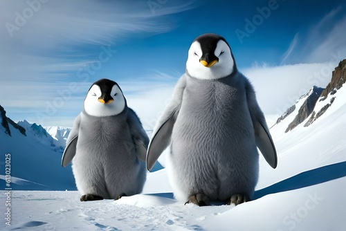two penguins on the snow