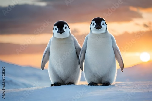 two penguins on the beach