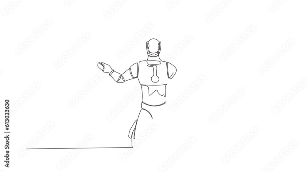 Animated self drawing of continuous line draw robot despair suffer grief. Sad expression. Burnout, depression disorder. Humanoid cybernetic organism. Future robotic. Full length single line animation Animated self drawing of continuous line draw robot despair suffer grief. Sad expression. Burnout, depression disorder. Humanoid cybernetic organism. Future robotic. Full length single line animation