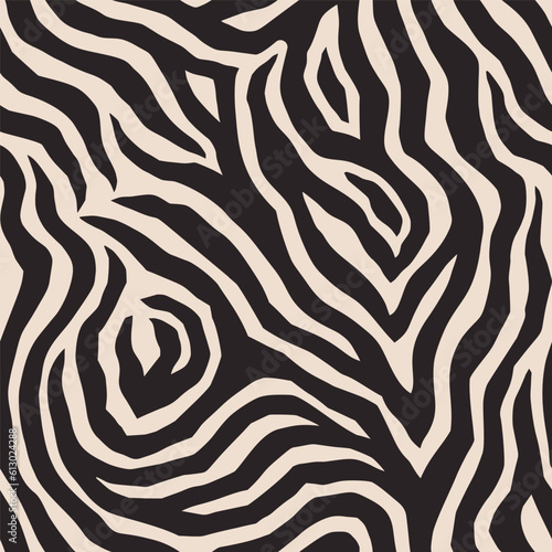 Abstract Zebra Seamless Pattern Beige and Black Colors. African Animal Skin Texture in Trendy Minimalist Style
