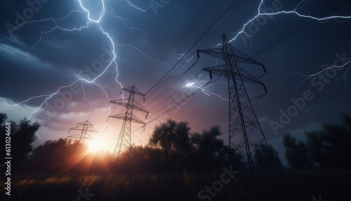 Electricity discharge from the sky, Generative AI