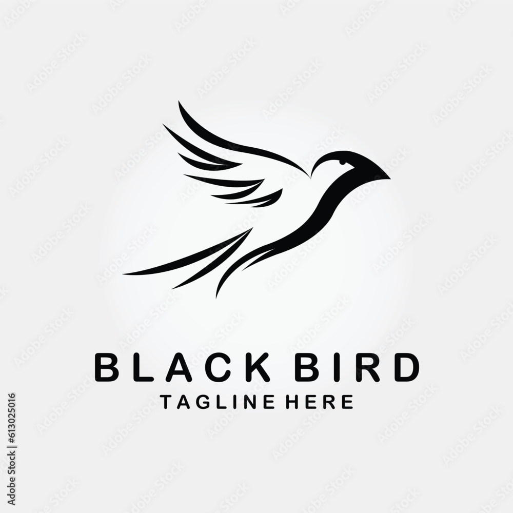 Fototapeta premium black bird logo line art design