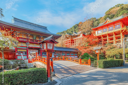 Saga, Japan - Nov 28 2022: Yutoku Inari shrine in Kashima City, Saga Prefecture. It's one of Japan's top three shrines dedicated to Inari alongside Fushimi Inari in Kyoto and Toyokawa Inari in Aichi