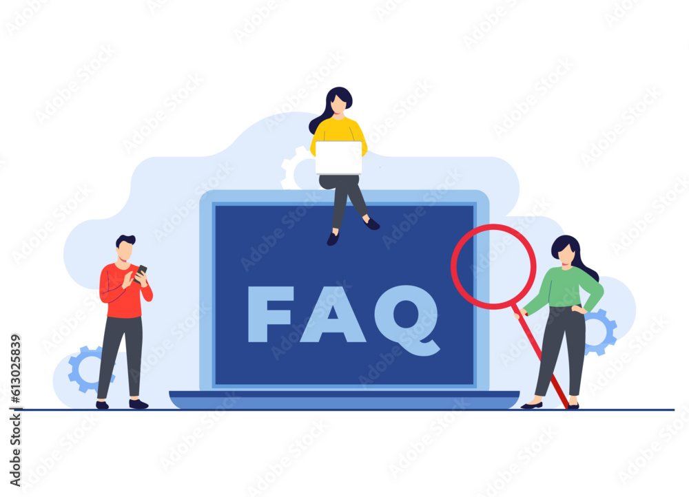 Fototapeta premium Frequently asked questions concept flat illustration vector template, FAQ concept for landing page, mobile app, web banner, infographics