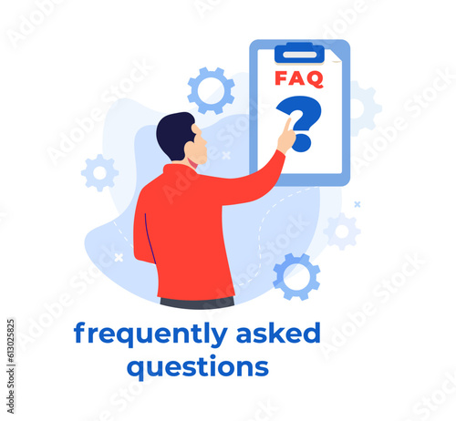 Frequently asked questions concept flat illustration vector template, FAQ concept for landing page, mobile app, web banner, infographics photo