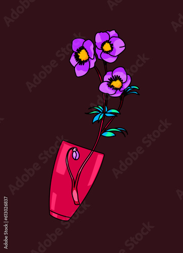 紫花　花瓶（purple flower vase ）(ai)