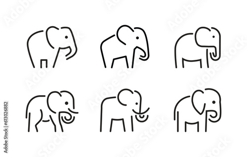 elephant wild animal icons set vector, sign, symbol, logo, illustration, editable stroke, outline design style isolated on white linear