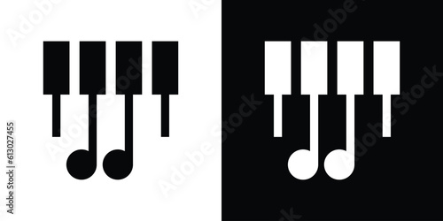 logo design piano and note music icon vector illustration