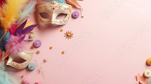 Top View of Carnival masks, and carnival ornaments