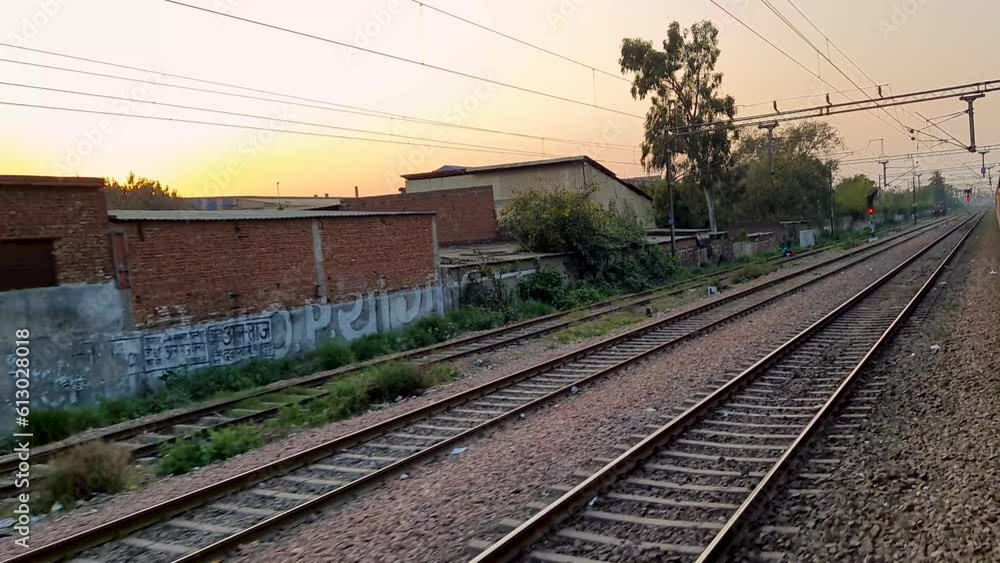 passenger train running on track at morning video is taken at new delhi railway station on Aug 04 2022.