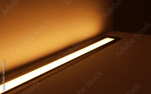 LED indirect lighting wall interior.	