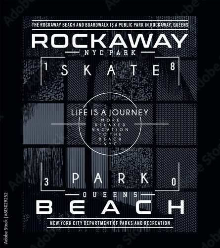 Rockaway Beach, Vector Typography Illustration Art  Design Graphic Printing