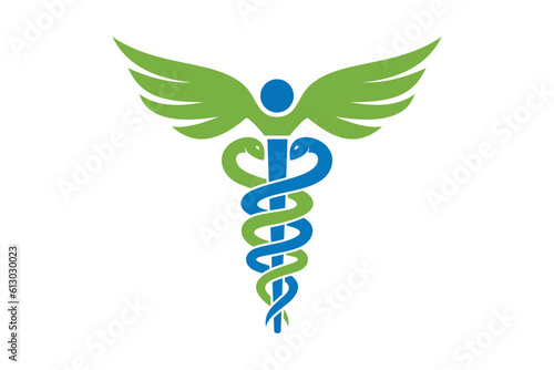 healthcare logo, caduceus medical symbol icon vector template