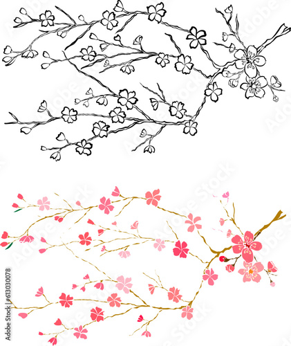 Symbol of Japanese illustration isolated on white background.doodle line art for sticker.Traditional Japanese culture for printing on wallpaper and backdrop.