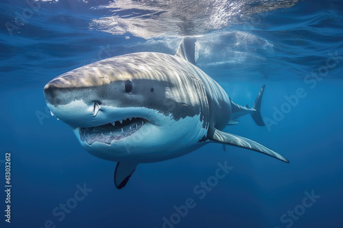 A great white shark swims in the Indian Ocean © Veniamin Kraskov