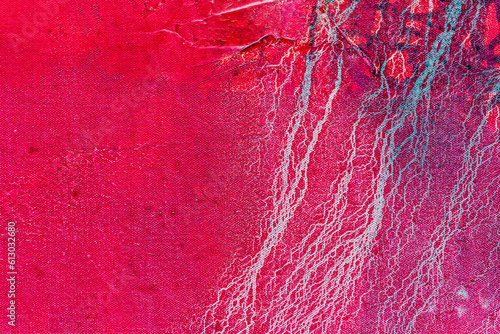 abstract hand painted red canvas texture background with paints leaking down