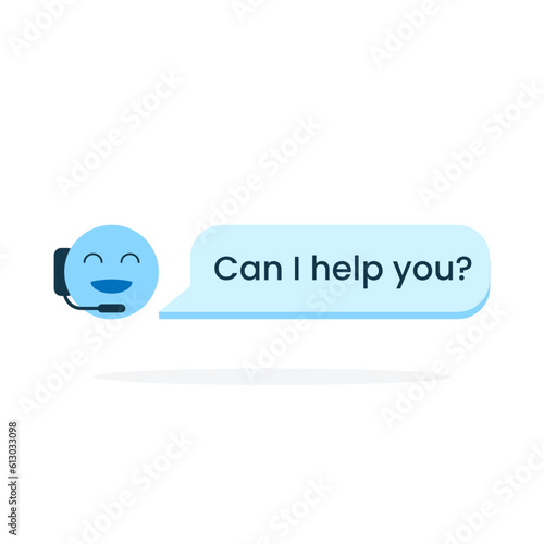 Can I help you text template chat bubble, customer service concept illustration flat design vector eps10. graphic element for landing page ui, icon, infographic, sticker