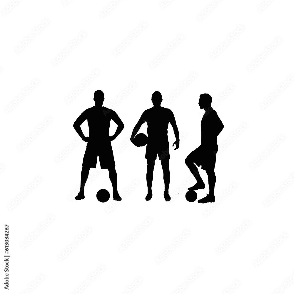 Soccerplayer silhouette. Soccerplayer black and white illustration.