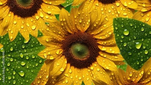 Background of Sunflower Leaf , HD, Decorate with water drops, Background Wallpaper, Desktop Wallpaper , Generative Ai