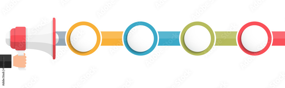 Infographic template with megaphone with 4 elements Infographic template with megaphone with 4 elements