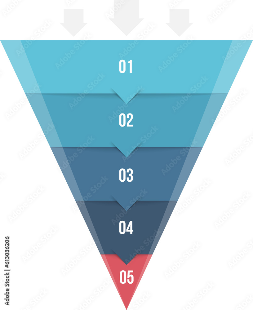 Funnel diagram with 5 elements, infographic template Funnel diagram with 5 elements, infographic template