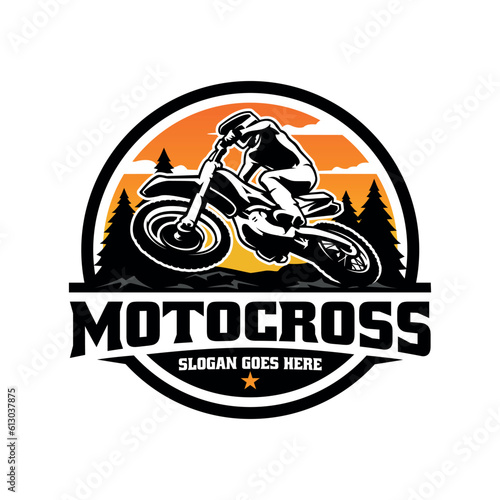 Biker riding adventure motorbike illustration logo vector