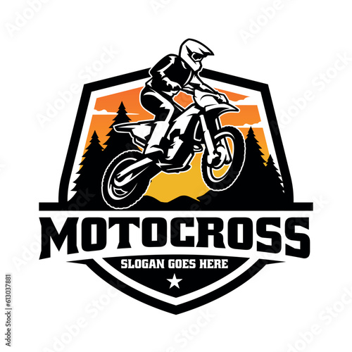 Biker riding adventure motorbike illustration logo vector