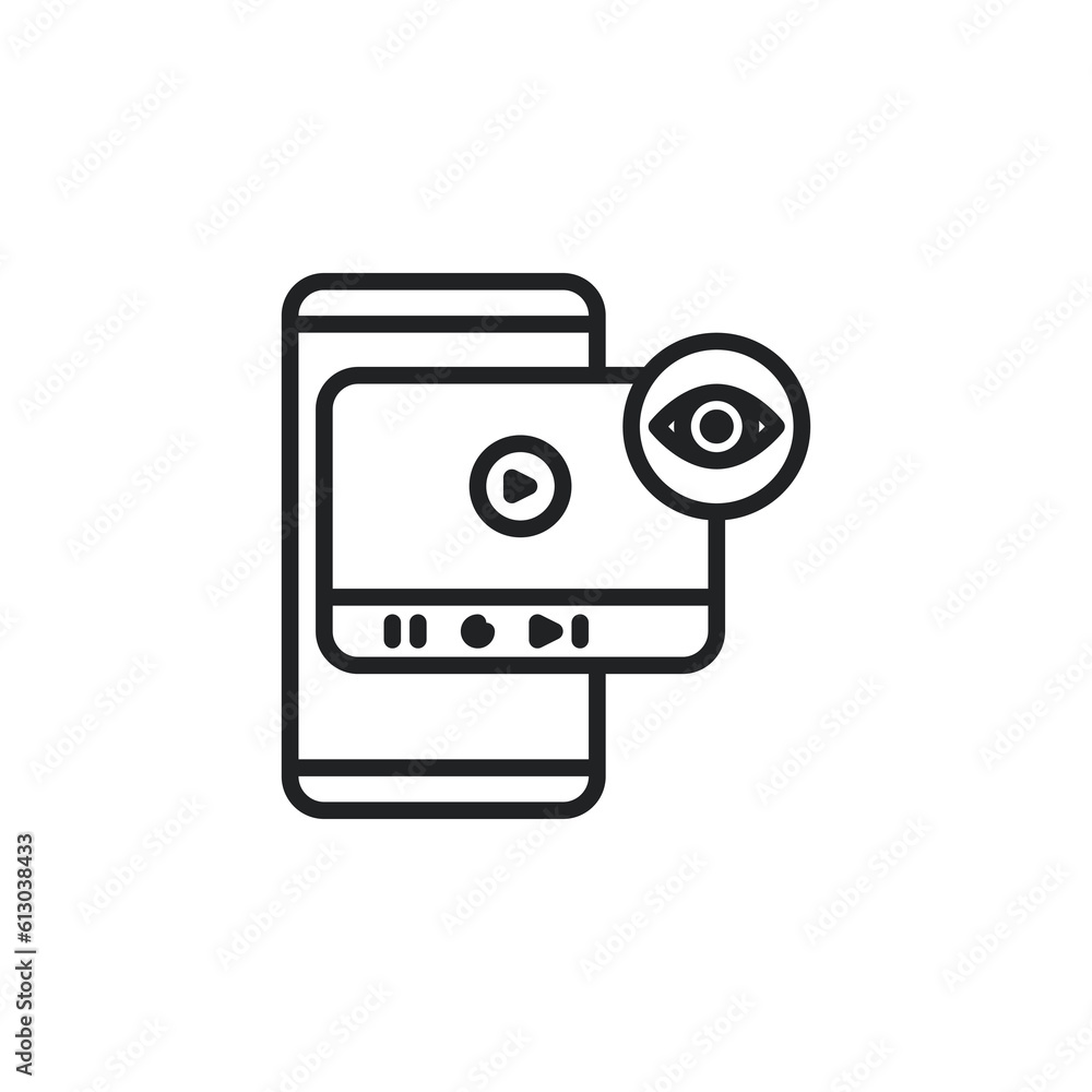 Media video and view symbol on mobile outline icons. Vector illustration. Isolated icon suitable for web, infographics, interface and apps. Media video and view symbol on mobile outline icons. Vector illustration. Isolated icon suitable for web, infographics, interface and apps.