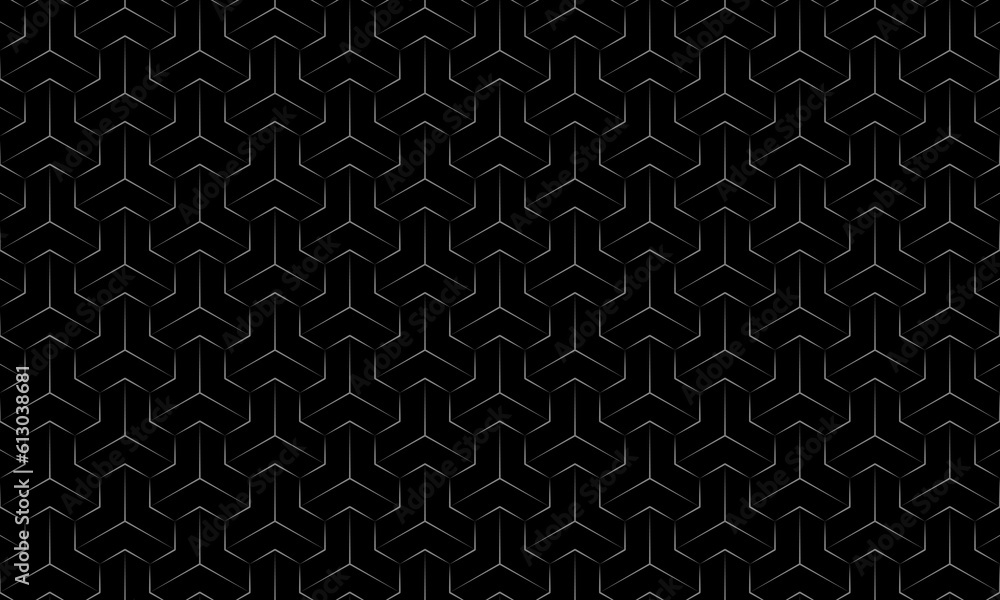 Grey polygon geometric seamless pattern on black background. Vector Repeating Background. Grey polygon geometric seamless pattern on black background. Vector Repeating Background.
