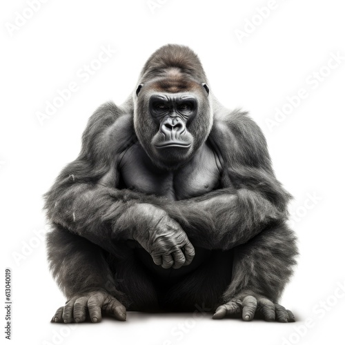 Stunning White Background Strong Gorilla Monkey Close-Up © 0xfrnt
