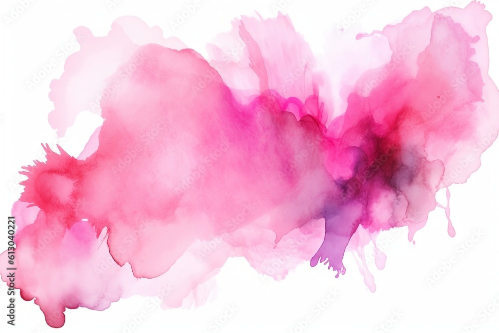 Pink abstract watercolor background created with Generative AI technology. Pink stains in watercolor style