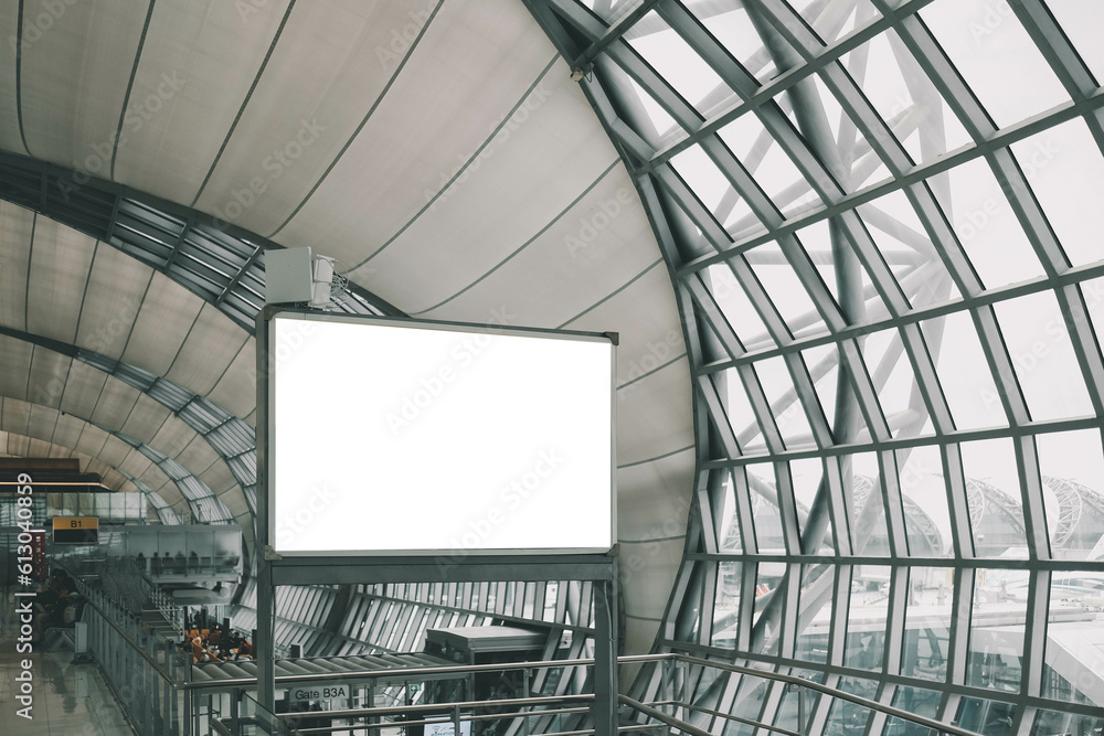 Fototapeta premium blank advertising billboard at terminal of airport.