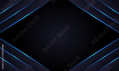 abstract black and blue Background with blue glow Lines and Cut Style, premium background for banner,poster and graphic design