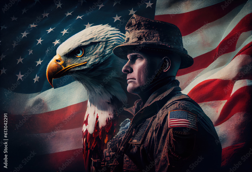 Patriotic Iconic Victorian Soldier Politician Bald Eagle Independence