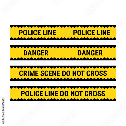 Police Line Set In Black Yellow Color And Rectangle Shape For Danger Sign 