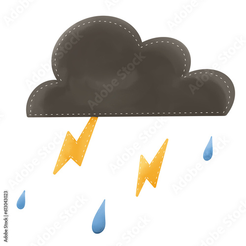 Weather cute collection for baby and kids with sun moon cloud star snow thunderstorm isolation in white background
