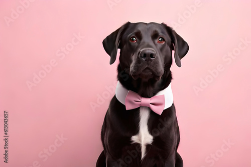 Labrador Retriever dog on soft pink background © Beste stock