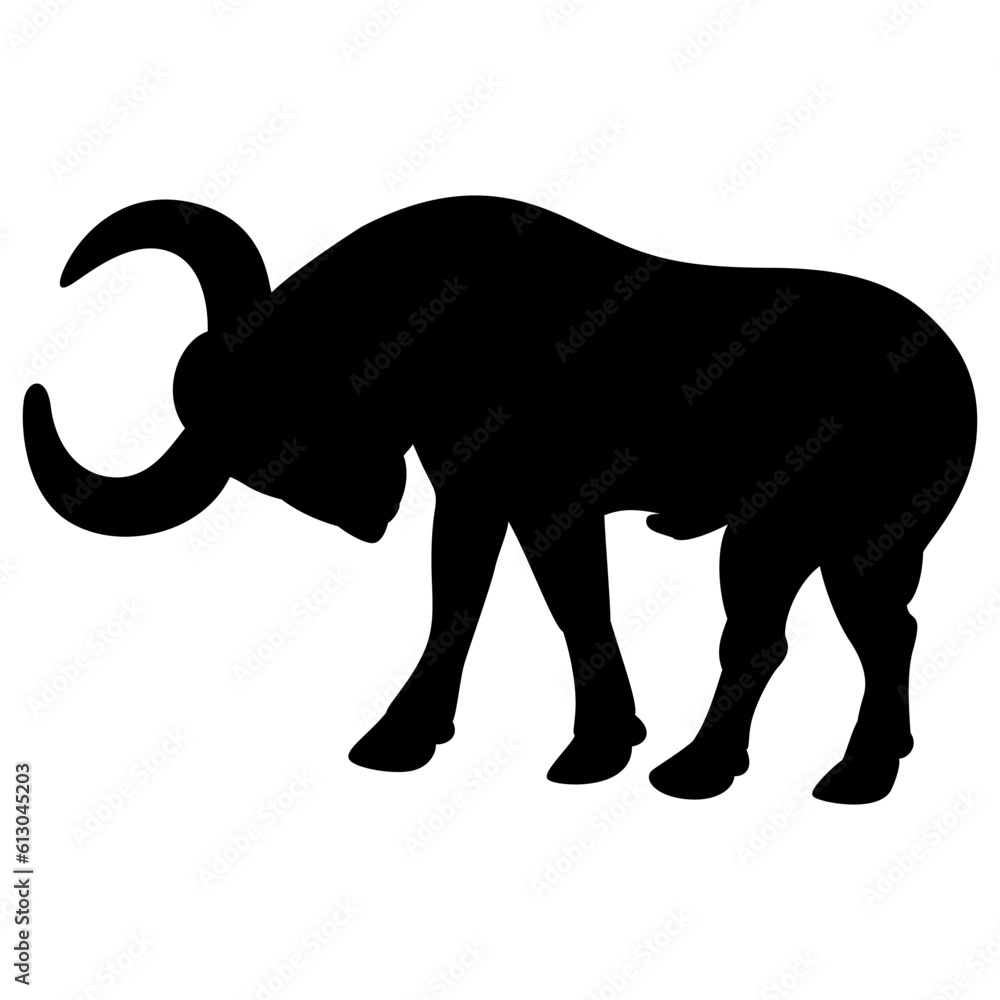 Obraz premium Stylized bull. Ancient Egyptian animal design. Black silhouette on white background.