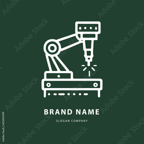 Robotic hand manipulator silhouette symbol icon. Robot limb logo. Robot arm. automation, robot, CNC shape logo.