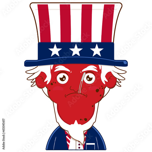 uncle sam sick face cartoon cute for Independence Day © Misterwrongtime