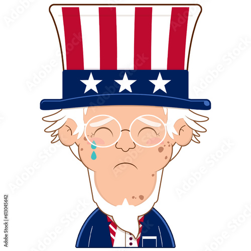 uncle sam crying and scared face cartoon cute for Independence Day (US)